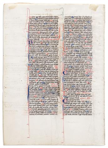 Medieval Manuscript Leaves with Illumination, Two Examples.